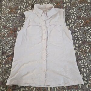 L.L. Bean Sleeveless Button Down Womens Top Light Pink Small Outdoors